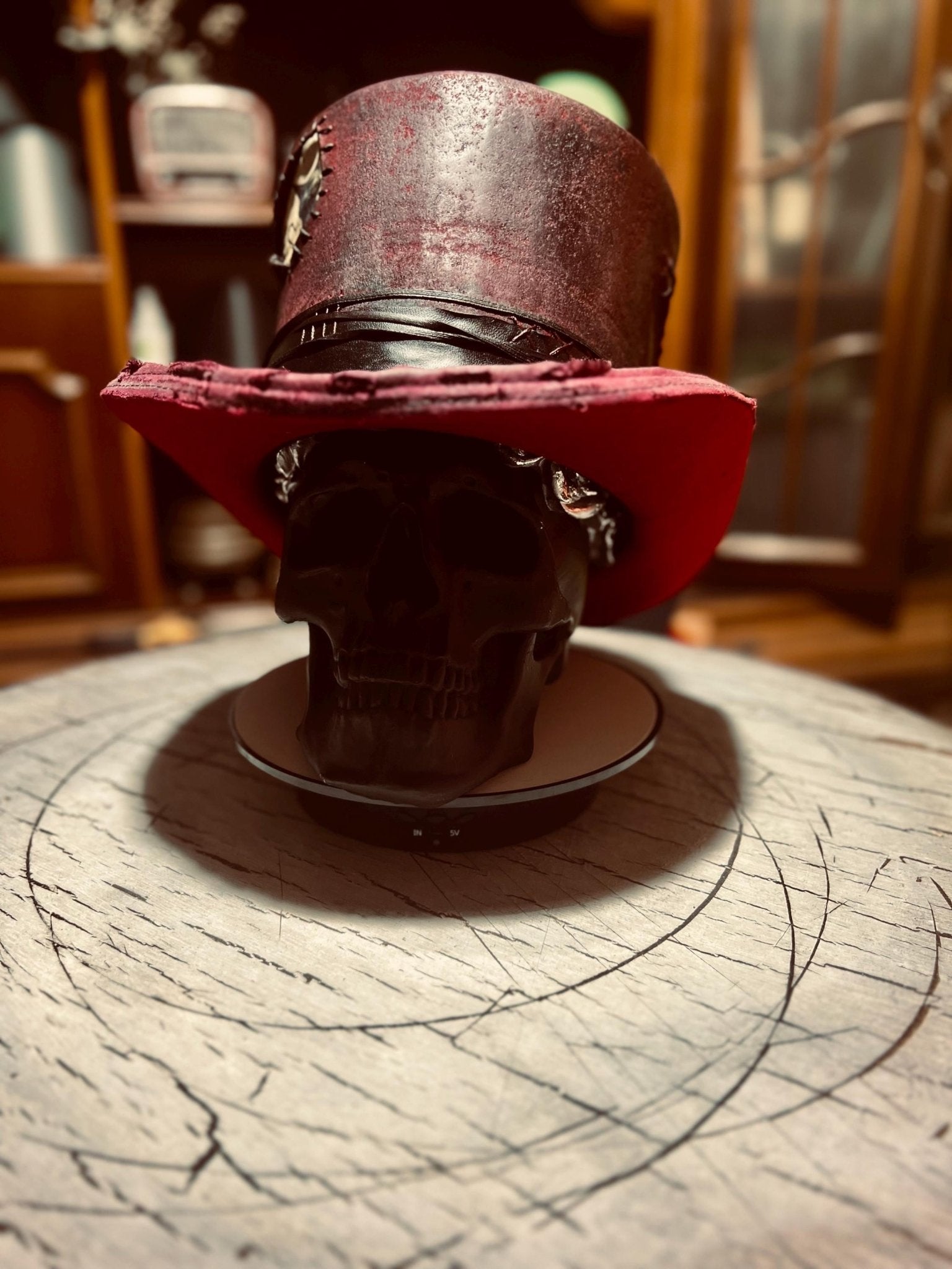 Vintage rare top hat,red western custom hat distressed. - JonHats